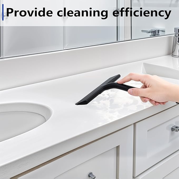 wlich Shower Squeegee for Glass Doors and Bathroom, Stainless Steel with Silicone Blade, Window and Mirror Cleaner with No-Drill Hook, Streak-Free Cleaning Tool