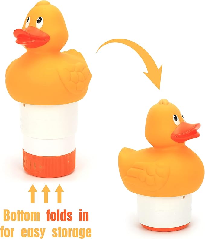 XY-WQ Chlorine Floater, Floating Pool Chlorine Dispenser (Duck), Fits 1 and 3 Inch Tablets for Large and Small Pools, Hot Tub, Spa