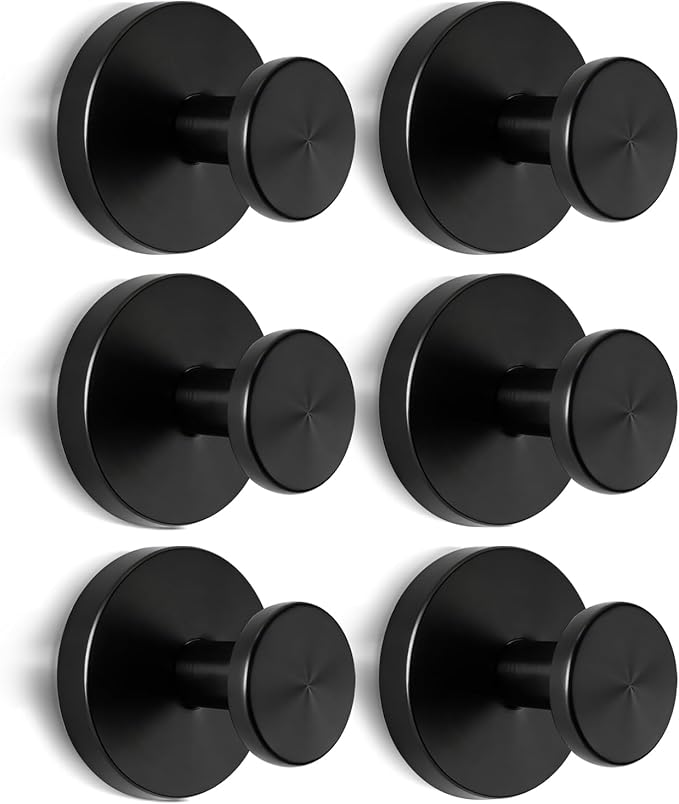 2026 Heavy Duty Black Suction Cup Hooks for Shower - 6 Pack, No Drill & No Damage Waterproof Hooks for Glass Door/Tile, Strong Hold for Towels, Robes