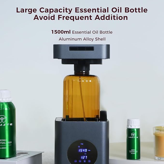 Waterless Diffuser 1500ml Large 25in Essential Oil Machine, Hotel Collection Aroma Cold Air Nebulizer, Smart APP & WiFi & Touch Control 4000 Sq. Ft for Whole House,Office,Mall (Titanium Gray)