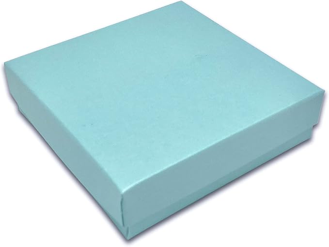 TheDisplayGuys - 25-Pack #33 Cotton Filled Cardboard Paper Jewelry Boxes Gift Case - Pearl Teal (3.5" x 3.5" x 1.0") - for Shipping or Storage