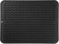 MicoYang Silicone Dish Drying Mat for Multiple Usage,Easy clean,Eco-friendly,Heat-resistant Silicone Mat for Kitchen Counter or Sink,Refrigerator or drawer liner Black L 16 inches x 12 inches