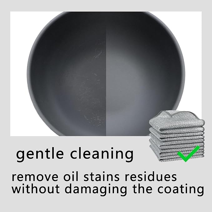 10 Counts Non Scratch Wire Dishcloth Multipurpose Wire Dishwashing Rag for Wet and Dry Use, Metal Scrubbers for Cleaning Dishes, Dual-Sided 2-Layer Kitchen Cleaning Cloth with Mesh, Mesh Dish Cloth