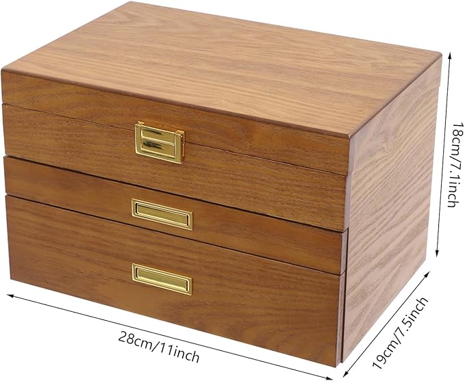 Jewelry Organizer 3 Layers Jewelry Box Watch Storage Jewelry Case Jewelry Organizer Pull-out Drawer Jewelry Storage Case Brown (Brown)