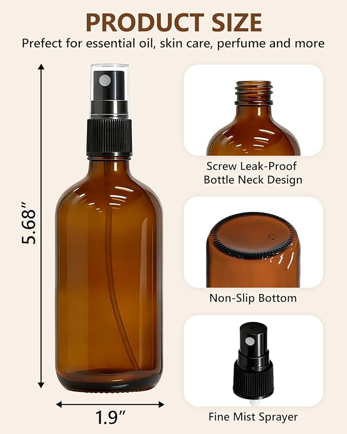 KEYWING 35 Pack Small Amber Glass Spray Bottles for Essential Oils, 4oz Empty Fine Mist Mini Spray Bottles, Refillable Containers for Hair, Travel, Plants, Cleaning, Skin Care
