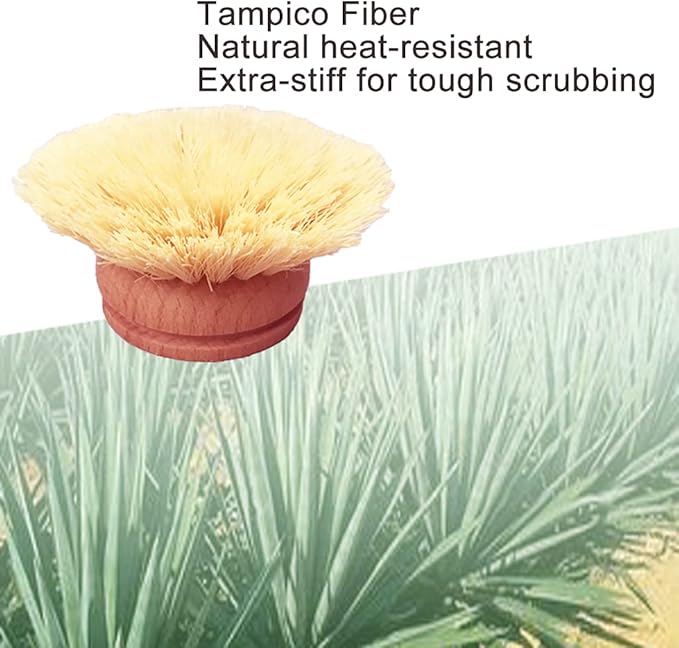 AMERWASH PLUS Classic Dish Brush Replacement Head 3 Packs, Natural Bristle Tampico Fiber for All Purpose Cleaning, Kitchen Scrubber