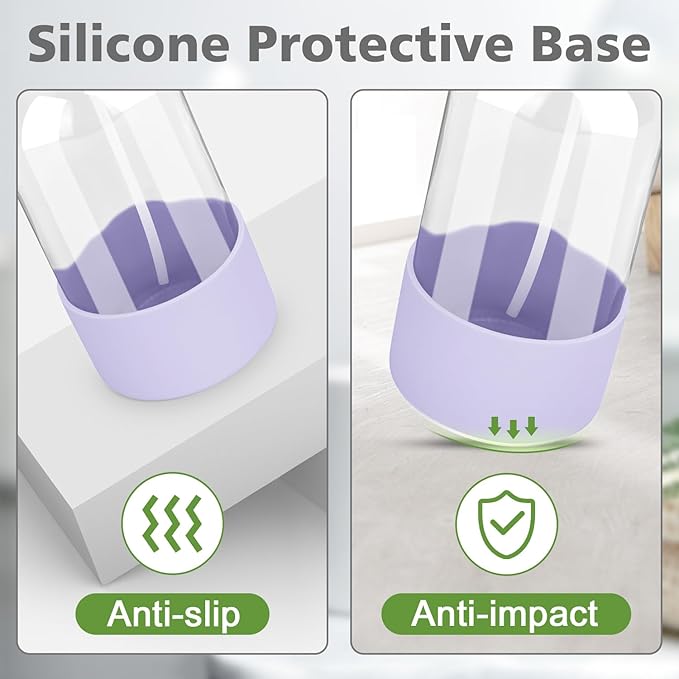 Rionisor Glass Spray Bottles with Silicone Sleeve Protection, Empty 16 oz Refillable Containers, Reusable Spray Bottles with Adjustable Nozzle for Hair, Cleaning Solutions, 1 Pack Purple