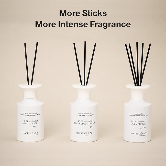 M&SENSE Reed Diffuser Set, 10.14 fl oz Large Reed Diffuser, Apricot Sage Scented with Natural Essential Oils, Long Lasting with 7 Sticks, Non-Toxic Home Fragrance Reed Diffuser for Bedroom, Bathroom