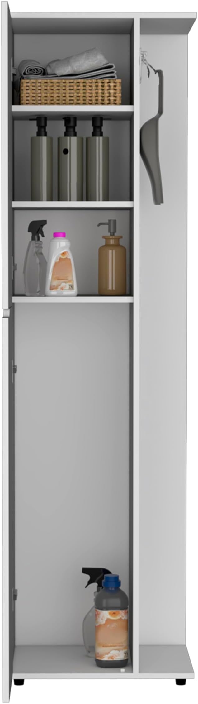 Freestanding Austin Storage Closet in White - Ideal for Organizing Brooms, Cleaning Products, and More with Sturdy Construction