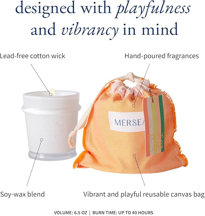 MERSEA Fresh Citron Sandbag Candle, Scented Candle with Canvas Bag (6.5 oz)