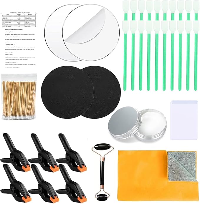Rneswi 234 Pcs Card Cleaning Kit，10-in-1 Polishing 、Card Flattening Kit，Trading Card Cleaning with Fixing Jig and EVA Shaping Foam，for Rated Card Care
