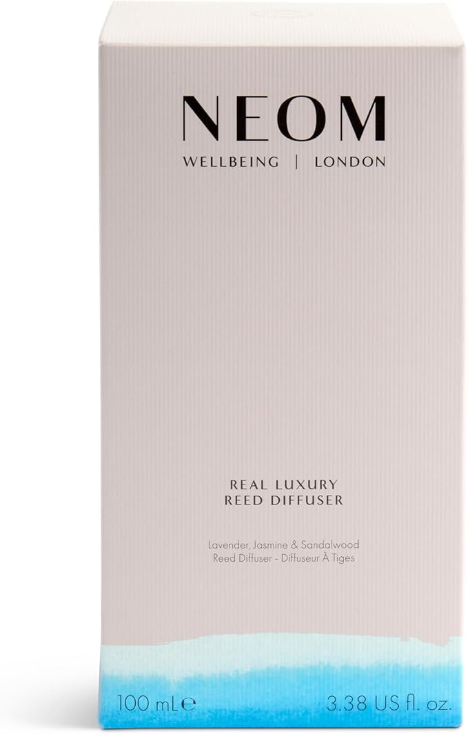 NEOM Real Luxury Reed Diffuser,100ml | Lavender, Jasmine & Sandalwood I 100% Natural Fragrances I Last up to 12 Weeks I Refillable and Reusable