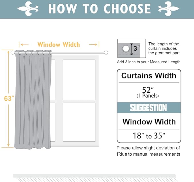 ChrisDowa Blackout Curtains 63 inches Long for Bedroom - Grommet Thermal Insulated Room Darkening Curtains for Living Room (1 Panel, Grey, 52 x 63 Inch)