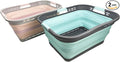 SAMMART 42L (11 Gallon) Collapsible Plastic Storage Basket - Foldable Pop Up Storage Container - Portable Laundry Organizer - Space Saving Hamper (Pink+Lake Green, 42L (Style A))