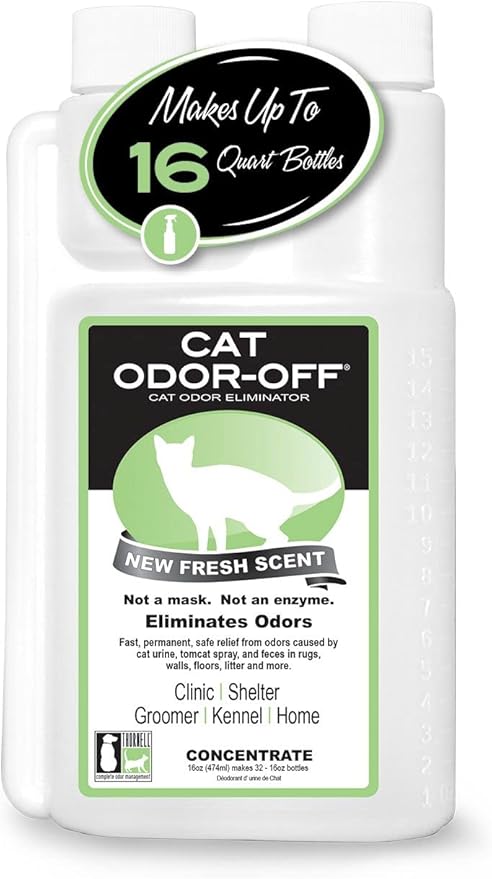 THORNELL Cat Odor-Off Concentrate Pet Smell Odor Eliminator – Cat Odor Eliminator Concentrate for Pet Urine Odor, Tomcat Spray for Cat Urine Smell, Feces on Carpet & Litter Boxes – Fresh Scent 16oz
