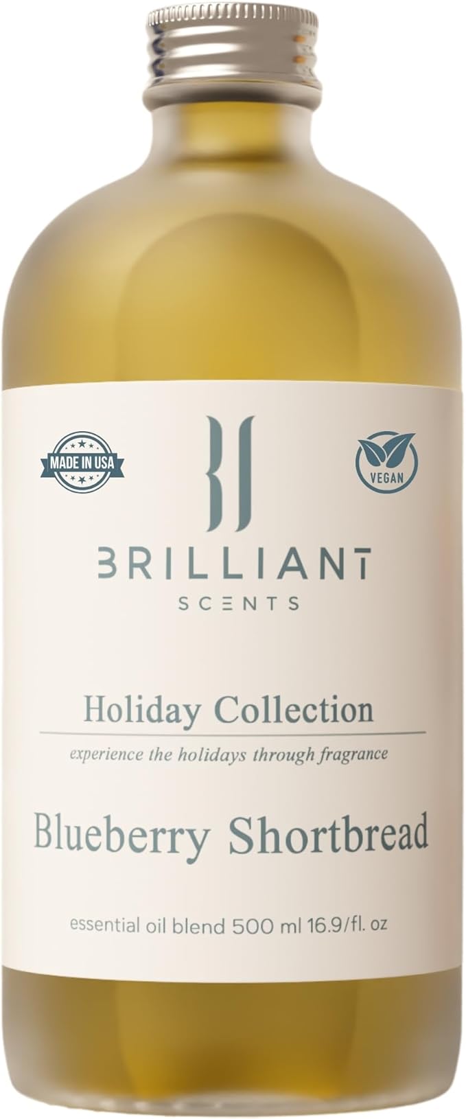 Brilliant Scents Blueberry Shortbread Fragrance Oil 500ml - Premium Diffuser Oil for Home, Office, Hotels - Long Lasting, Plant-Based, Meets IFRA Standards, USA-Made - Blueberries, Whipped Cream Scent
