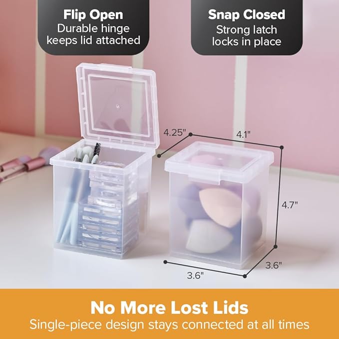 Bostitch Konnect Storage Containers with Lids, Organizer, Clear Plastic Box, Stackable Nesting Bins, Medium, 2 Pack