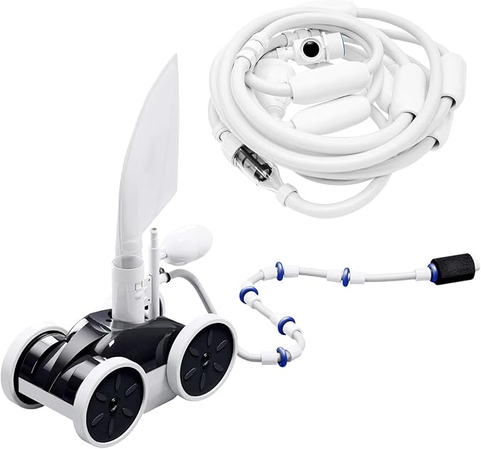 MAKHOON Upgrade Pool Pressure Side Sweeper: Professional Solution for Cleaning Your Swimming Pool (Four Wheels are Better Than Three) Need 1.5" Female Thread Pool Booster Pump Inlet, 4 Bar Pressure