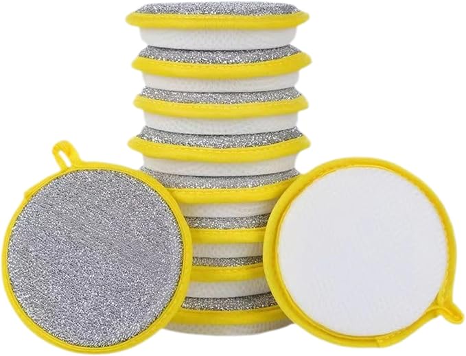 Nrubweal Double Sided Dish Sponges, Extra Thick 2.5cm Scrub Sponges Non Scratch for Kitchen, Heavy Duty Scouring Pads with Handle Hole for Dish Washing, Sink & Stove Cleaning (10 Pack)
