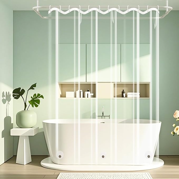 Bathroom Clear Shower Curtain Inner Liner with 3 Large Magnets, 72 x 84 inch Extra Long PEVA 8G Weighted Shower Liner Bpa-Free, Waterproof 84'' Tall Plastic Shower Curtain Transparent