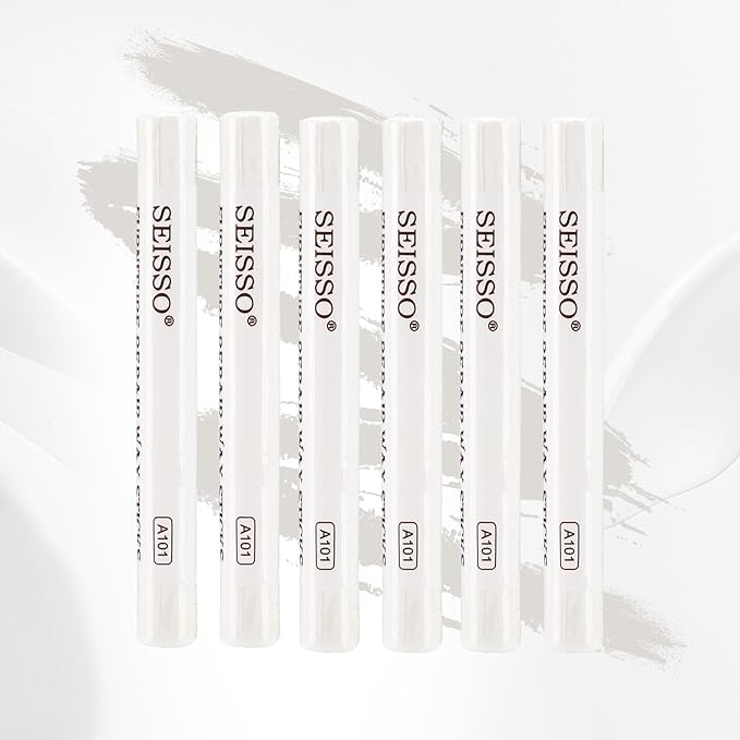 SEISSO Furniture Repair Crayon, 6 Pcs - Wood Filler Sticks, Scratch Repair Wax, Furniture Marking Repair - Scratch, Cracks, Hole, Table, Wood Floor, Guitar, Covering, Instrument Fill Sticks-White