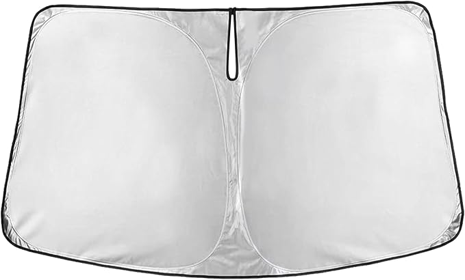 EcoNour Windshield Sun Shade Compatible for Ford Mustang 2015–2023 | Sports Car Front Window Sunshade | Foldable 4-Layer Sun Visor Protector | Blocks UV Rays & Keeps Cabin Cool