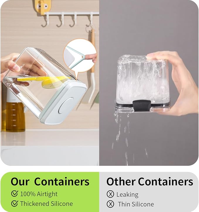 EQI Food Storage Containers with Lids,2.9Qt 2Pcs Airtight Pop Food Storage Containers, BPA-Free Stackable Kitchen Pantry Organizers and Storage, One Button Opening Flour and Sugar Container Sets