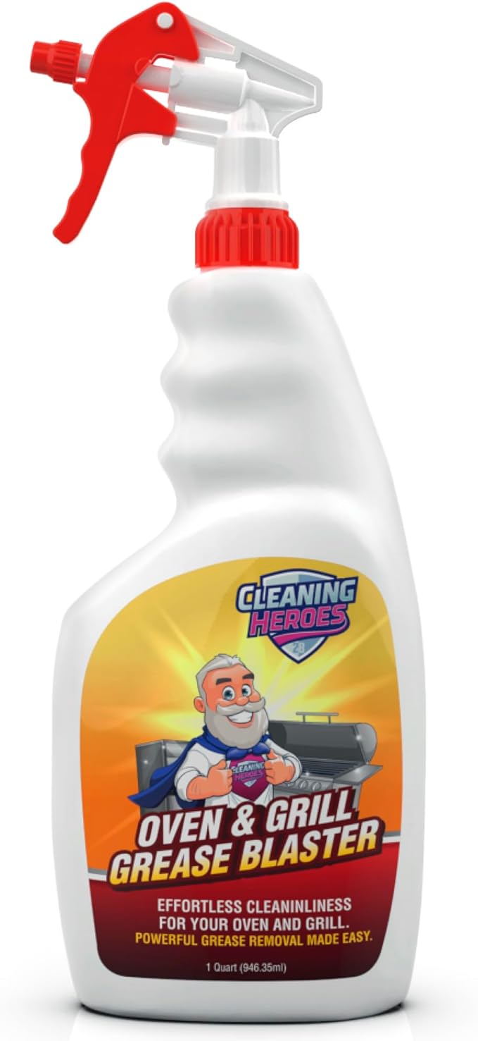 CLEANING HEROES Oven and Grill Cleaner, 32 Fl Oz - BBQ Cleaner and Degreaser - Perfect for Air Fryers, Stoves, Baked-On Grease and Food Buildup