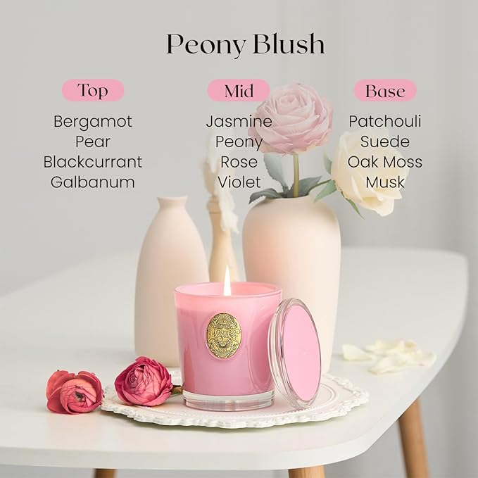 M&SENSE Natural Soy Candle | Peony Blush&Pink | 9.2 oz, 50H Burn Time | Luxury Scented Candle for Relaxation, Gifting, Home Décor | Ideal for Bedroom, Office, Party Ambiance