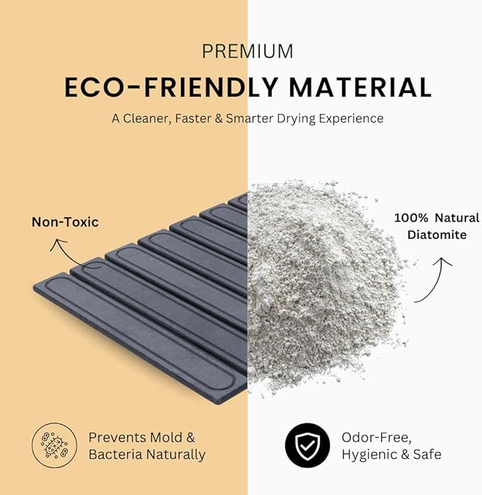 2-In-1 Stone Dish Drying Mat Set For Kitchen Counter. New Collapsiable Diatomaceous Earth Stone Drying Mat Set Includes 1-Stone Dish Drying Mat 23.6"(L)x15.3"(W) & 1-Stone Faucet Mat 23.6"(L)x4(W)