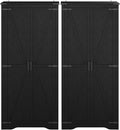 Set of 2 Black Farmhouse Storage Cabinet with Adjustable Shelves, Large Pantry Organize with 2 Barn Doors, Tall Freestanding Cabinet for Kitchen, Bathroom, Garage, Basement, Living, Utility Room