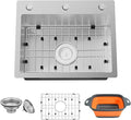Kitchen & Bar Sink,19.7x15.7Inch Stainless Steel Drop In Small Kitchen&Bar Sink Ideal Choice For Small Space With Bottom Grid,Drain Basket And Drain Assembly Serve Both Kitchen&Bar