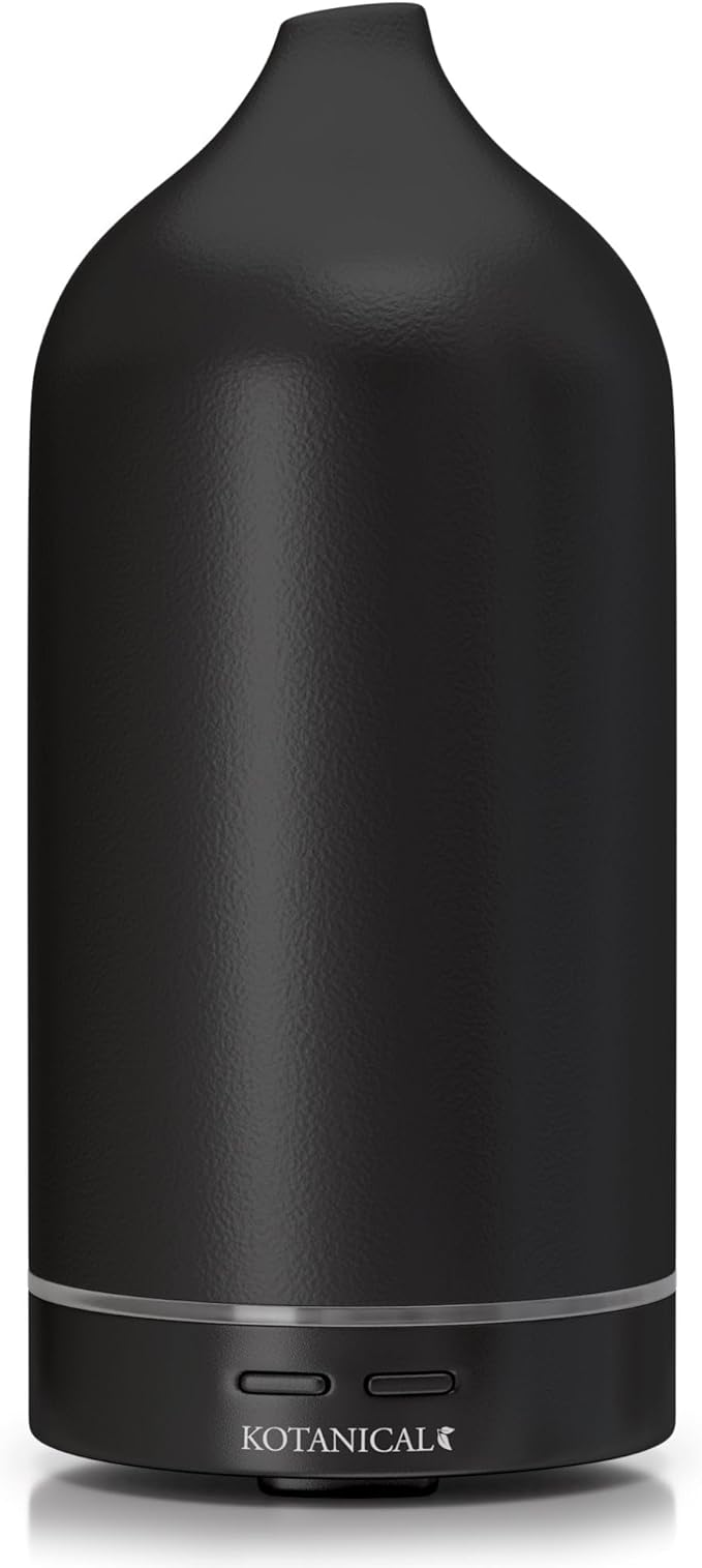 Black Stone Essential Oil Diffuser – Ceramic Aromatherapy Diffuser with Ultrasonic Mist, LED Ambient Light & Auto Shut-Off for Home, Bedroom, Office