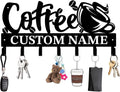 Personalized Custom Name Coffee Bar Wall Keys Hooks,Metal Coffee Shop Art Clothes Hooks,Metal Coffee Lover Wall Home Storage Decorative,For Front Door, Hallway, Kitchen, Bedroom,Keys,Hats (Style D)