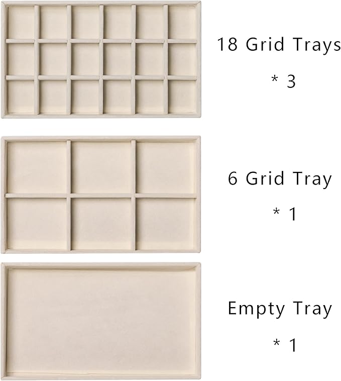 Frebeauty Acrylic Jewelry Organizer Earring Organizer Box with 5 Drawers Earring Holder Organizer with Velvet Trays Clear Jewelry Box for Women Earring Display for Rings Studs(Beige)