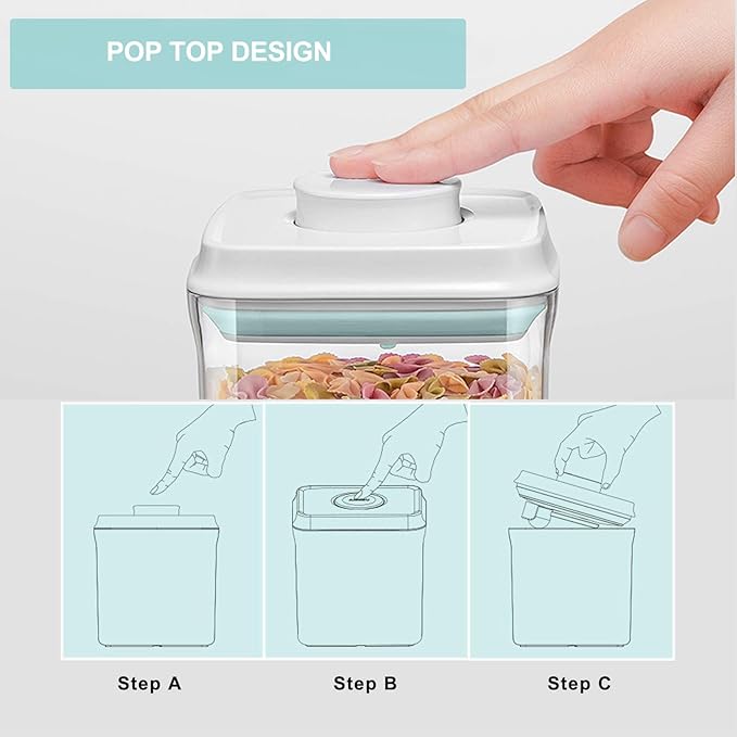 Cozey Daily Airtight Food Storage Container Pop Containers With Lids, Bpa Free for Spaghetti Cereal Flour Rice Kitchen Organizer (square 1200ml / 1.2qt)