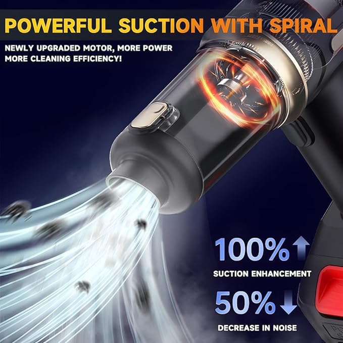 HAONINYUE Car Vacuum Cleaner Portable Cordless, Handheld Vacuum Cleaner, 21000PA 120W 4000mAh High Power Suction and Blower with Filter for Car, Office, Home, Pets