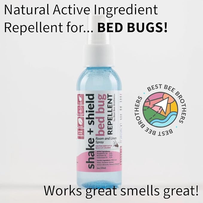 Best Bee Brothers Shake + Shield Room & Linen Bed Bug Spray – Non-Greasy Bug Spray Made with Plant-Based Ingredients, 8 Oz. + 2 Oz.