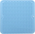 MicoYang Silicone Dish Drying Mat for Multiple Usage,Easy clean,Eco-friendly,Heat-resistant Silicone Mat for Kitchen Counter or Sink,Refrigerator or Drawer liner Light Blue M 12 inches x 12 inches