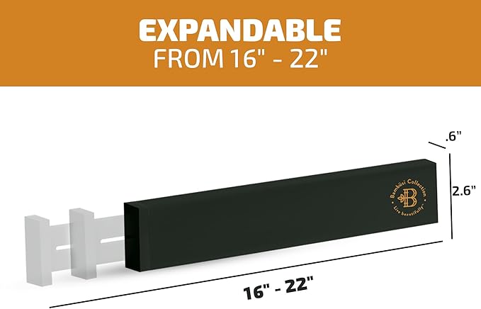 6 Pack Bamboo Drawer Dividers - 17" to 21.5" Expandable Adjustable Drawer Organizer for Kitchen Utensils, Large Drawer Divider, Clothes, Dresser, Bedroom, Bathroom, Desk Drawer Separator Set (Black)