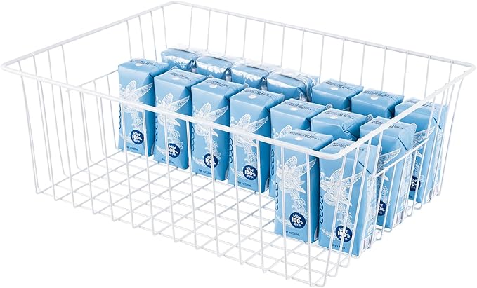 Nprohuge Freezer Organizer Bins, Upright Freezer Storage Blacks for 16, 17, 21 cu.ft Standup Freezer, Deep Freezer Organizer Bin with Hndle Add Space Easy Reach, White, 3Pack.
