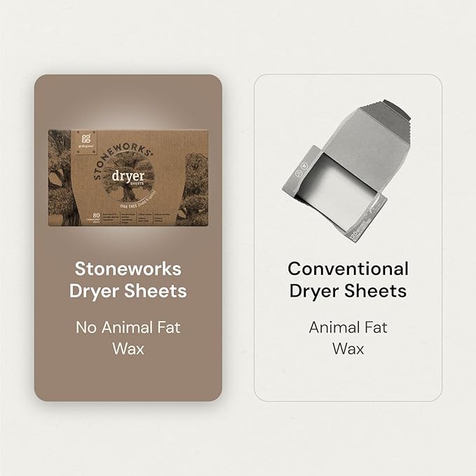 Grab Green Stoneworks Cruelty-Free Dryer Sheets | Softens Fabrics, Freshens Clothing & Reduces Static-Cling and Wrinkles | Plant Based | Birch Branch Scent (160 Sheets)