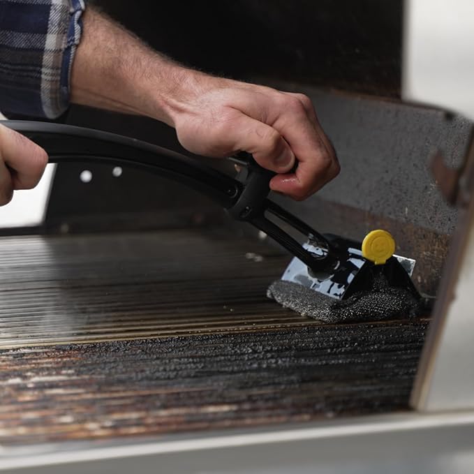 Scrub Daddy BBQ Grill Cleaner Kit - Bristle Free Grill Brush with Refill + Scour Daddy Steel Sponge - Temperature-Controlled Tools - Cut Through Charred Buildup (4 Count)