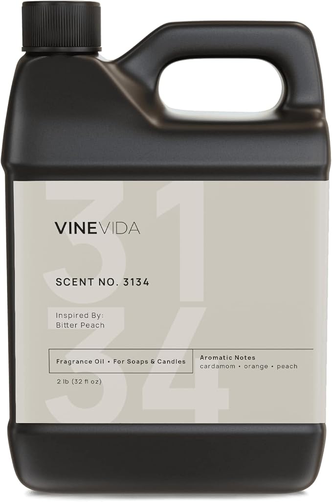 VINEVIDA Scent NO. 3134 Fragrance Oil - 32oz (2lbs) - Inspired by: Bitter Peach Fragrance Oil for Candle Making - Made in USA Candle Scents Scents for Soap Making