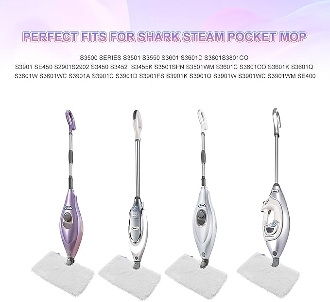 Steam Mop Replacement Pads for Shark Steam Mops S3500 Series S3501 S3601 S3550 S3901 SE450 S3801CO S3601D S2901 S2902 Steam Pocket Mop Pads Floor Cleaning Microfiber Reusable for Shark Mop Pads,3 Pack