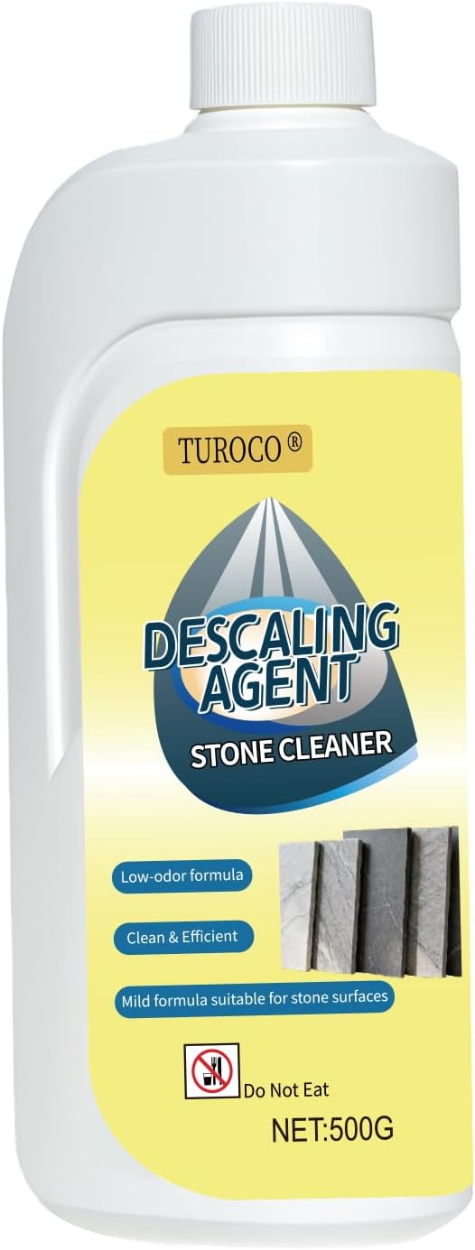 Turoco 500ml Heavy-Duty Marble & Granite Cleaner –Yellowing & Limescale Remover for Tile, Concrete & Natural Stone – Restores Shine for Bathroom, Kitchen, Patio & Outdoor Stone Surfaces