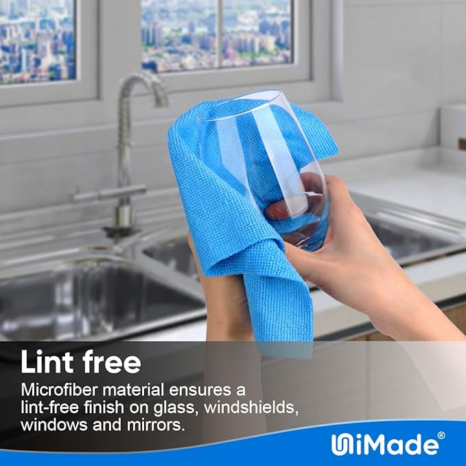 UNIMADE Microfiber Cleaning Cloth, 20 Pack Reusable Microfiber Towels for Cars Lint Free Cleaning Shop Towel Rags for Home Kitchen Automotive Bar Mechanic Restaurant Garage, 11.5"x 11.5", Blue