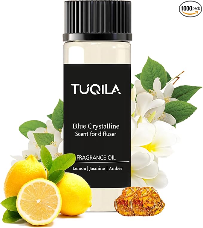 Waterless Essential Oil 20ml Blue Crystalline Hotel Scent- Lemon, Bergamot, Ocean, Jasmine, Amber& Musk Fragrance for Home, Hotel, Office, Car Aroma Scent Oils for Diffusers