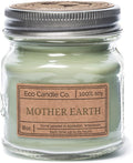 ECO CANDLE CO. Mason Jar Candle, Mother Earth, 8 oz. - Scents of Grass, Hay, Cypress, Patchouli, Sandalwood, & Tonka Bean - 100% Soy Wax, No Lead, Kraft Label & Antiqued Pewter Lid, Hand Made
