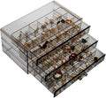 Earring Storage Box Organizer 3 Drawers Acrylic Jewelry Storage Box Holder Transparent Jewelry Display Stand with 72 Small Compartments Gift for Women Girls (Clear Black)